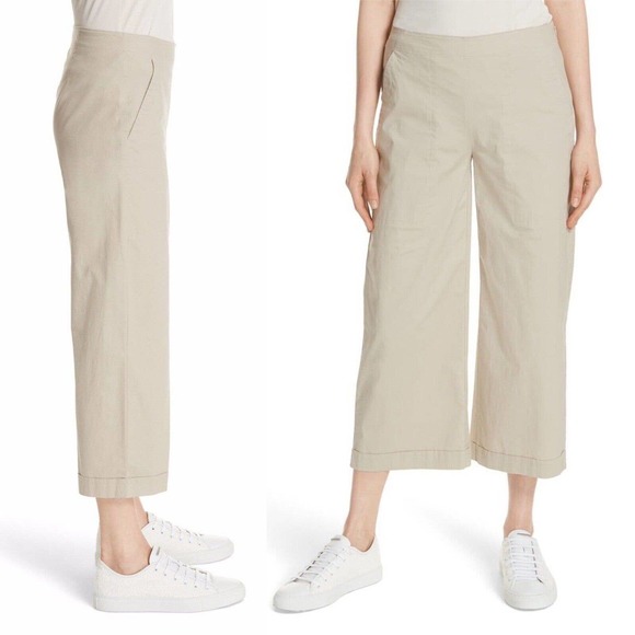 Eileen Fisher Pants - Eileen Fisher Light Taupe Cropped Wide-Leg Pants NWT